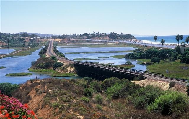 Carlsbad Lagoon meets the Pacific Ocean